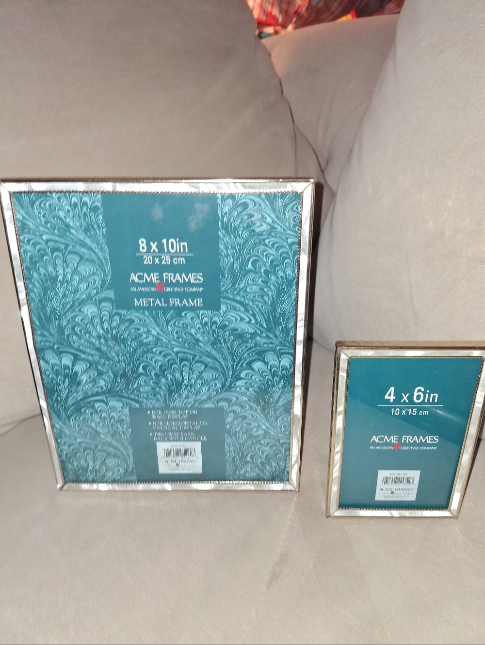 Silver Metal Picture Frame - Teal Insert (8x10 And 4x6